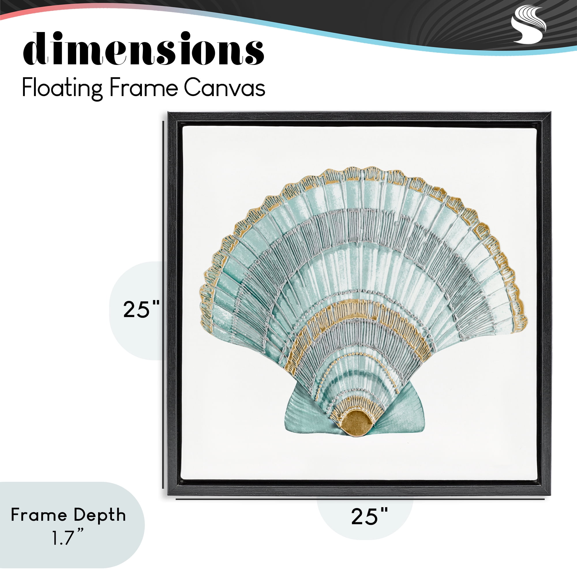 Stupell Industries Regal Shells Scallop Black Framed Floater Canvas Wall Art, design by Lorenzo Collective