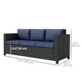 thumbnail image 2 of Patent Processed Navy Blue Rattan Wicker Sofa 3 Seat Outdoor Indoor Comfort, 2 of 7