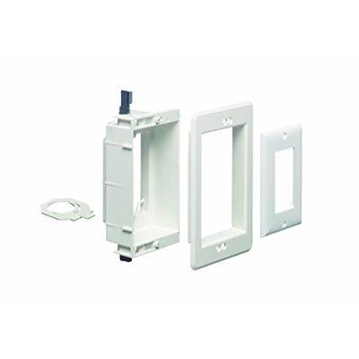 Arlington LVU1W-1 Recessed Low Voltage Mounting Bracket with Paintable Wall Plate, 1-Gang, White