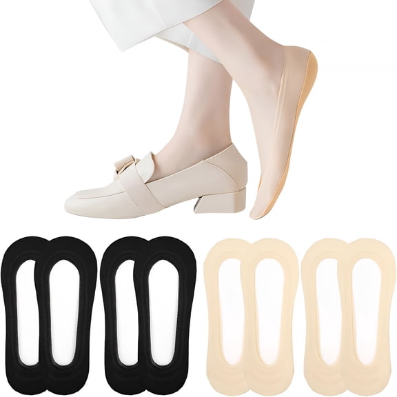 TELOLY 4-8 Pairs No Show Socks for Women Low Cut Non Slip Liners Invisible Footies for Flats Loafers Size 5-12