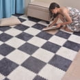 thumbnail image 6 of 30cm Plush Puzzle Foam Floor Mat for Kids- Thick Interlocking Fluffy Tiles with Border Square Rug Split Joint Soft Climbing Carpet Mats Shaggy Area Rug for Room Floor, 6 of 7