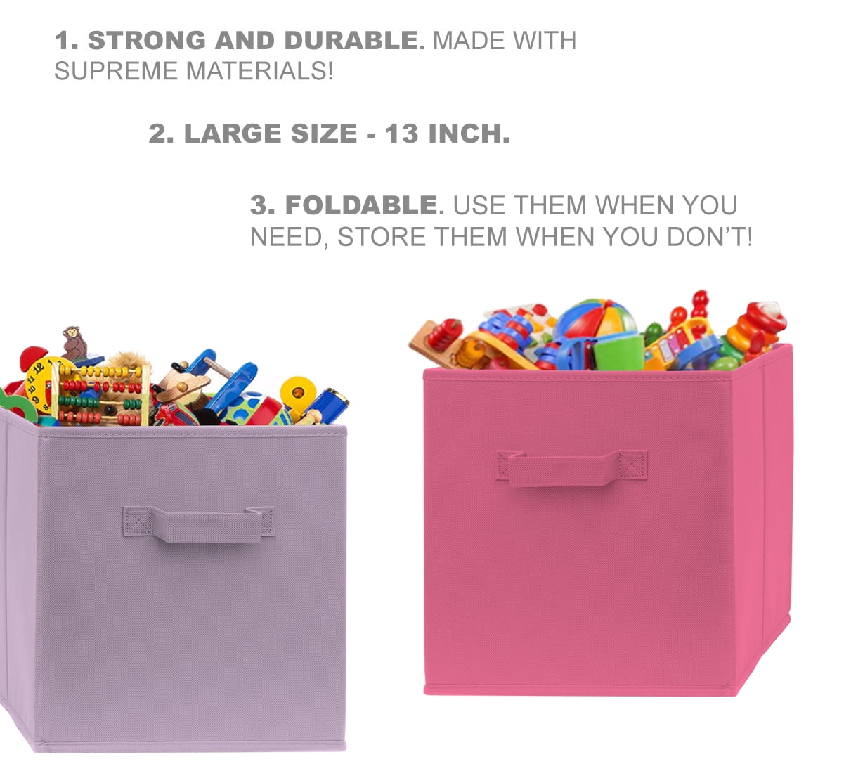 Pomatree Large Child Storage Cube Bins 13 Inch Multi-Color 6 Count 6 Pack
