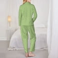 thumbnail image 6 of Wukai Green Gingham Print Women's Pajama Set - Soft Long Sleeve Sleepwear for Comfort and Style-Small, 6 of 9