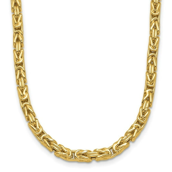Diamond2Deal 14K Yellow Gold Polished Byzantine Link Chain Necklace for Women 18"