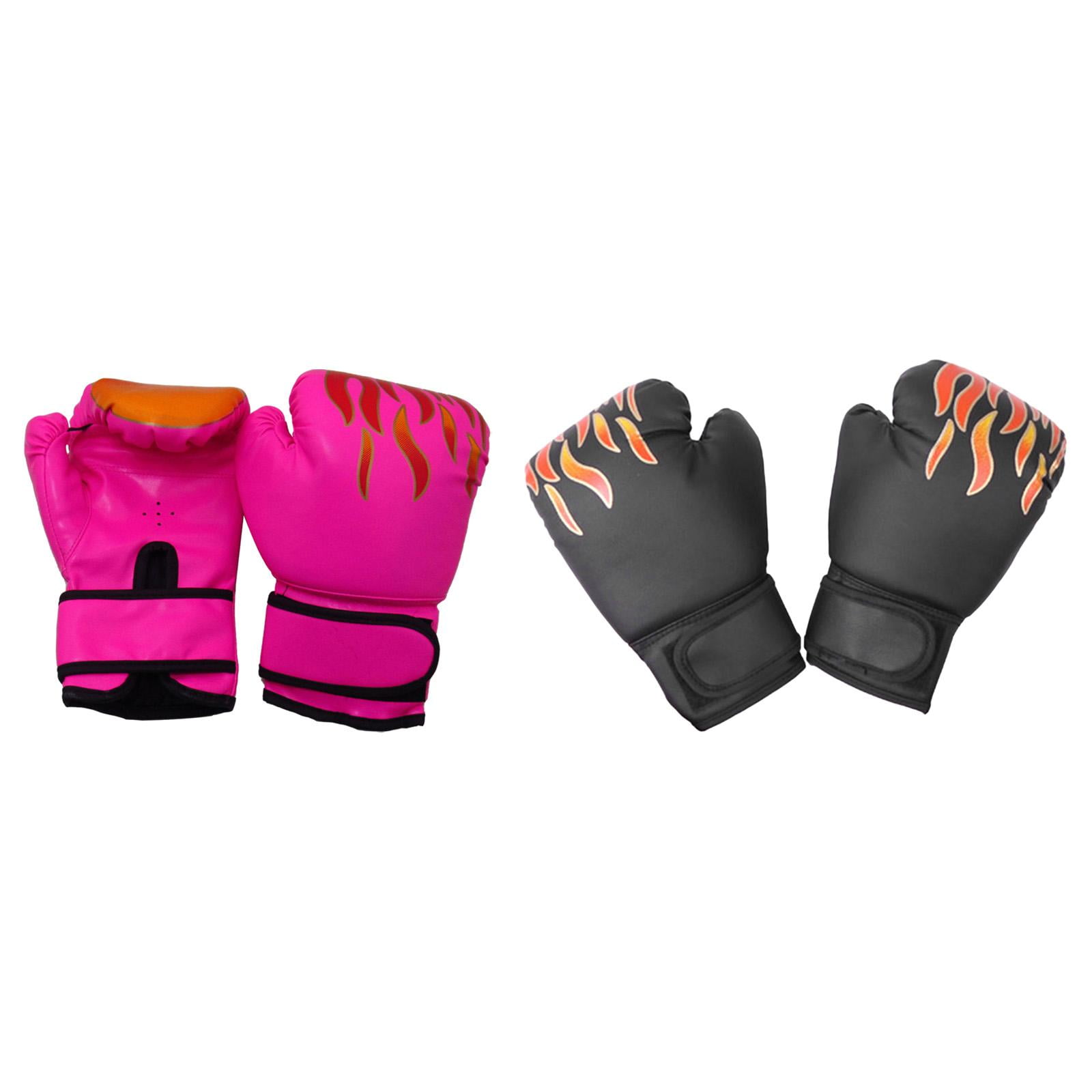 harayaa 2 Pair of Kids Boxing Gloves Punching Gloves Birthday Gift PU Leather Breathable Pink and Black