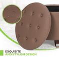 thumbnail image 4 of Magshion Storage Ottoman with Padded Seat, Modern PU Leather Footrest, Round Seat stool for Living Room Bedroom , Brown, 4 of 8