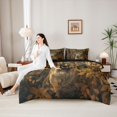 thumbnail image 4 of Castle Fairy Autumn Deer Full Size Bedding Sets 7 Pieces,Dry Maple Twig Dark Woodland Full Size Bed in a Bag,Ochre Brown Black,Black Reversible, 4 of 7