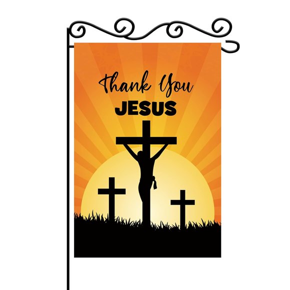 shiyou-Thank You Jesus Garden Flag - God Christian Passion Week Nativity Yard Decor - God Bless Outdoor Decor - Nativity Religious House Decoration -Double Sided Flag12 x 18 Inch