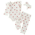 thumbnail image 2 of Dakiuu 0-18 Month Baby Girls Heart Ruffle Long Sleeve Pants Set Valentines Day Fall Winter Ribbed Bodysuit Clothes Infant Newborn Romper Jumpsuit Clothing Outfit with Headband 3-Pieces White 3-6M, 2 of 8
