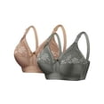 thumbnail image 3 of Xdegoge 2 Pcs Bra Set for Women Floral Lace Adjustable Straps Wireless Padded Support Underwear Decorative Bow Detail, Full Coverage All Day Brassiere, 3 of 3