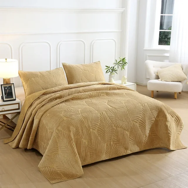 Colcha de terciopelo y algodón de alta gama, 3 piezas, funda de cama, manta para el hogar, colcha doble y cubierta de colchón