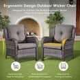 thumbnail image 3 of Gymojoy Wicker Patio Chairs Set of 2, Outdoor Lounge Chairs with Cushions for Porch Balcony Backyard, Grey Wicker and Grey Cushions, 3 of 11