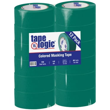 Tape Logic® Color Masking Tape, 3" Core, 2" x 180', Dark Green, Case Of 12