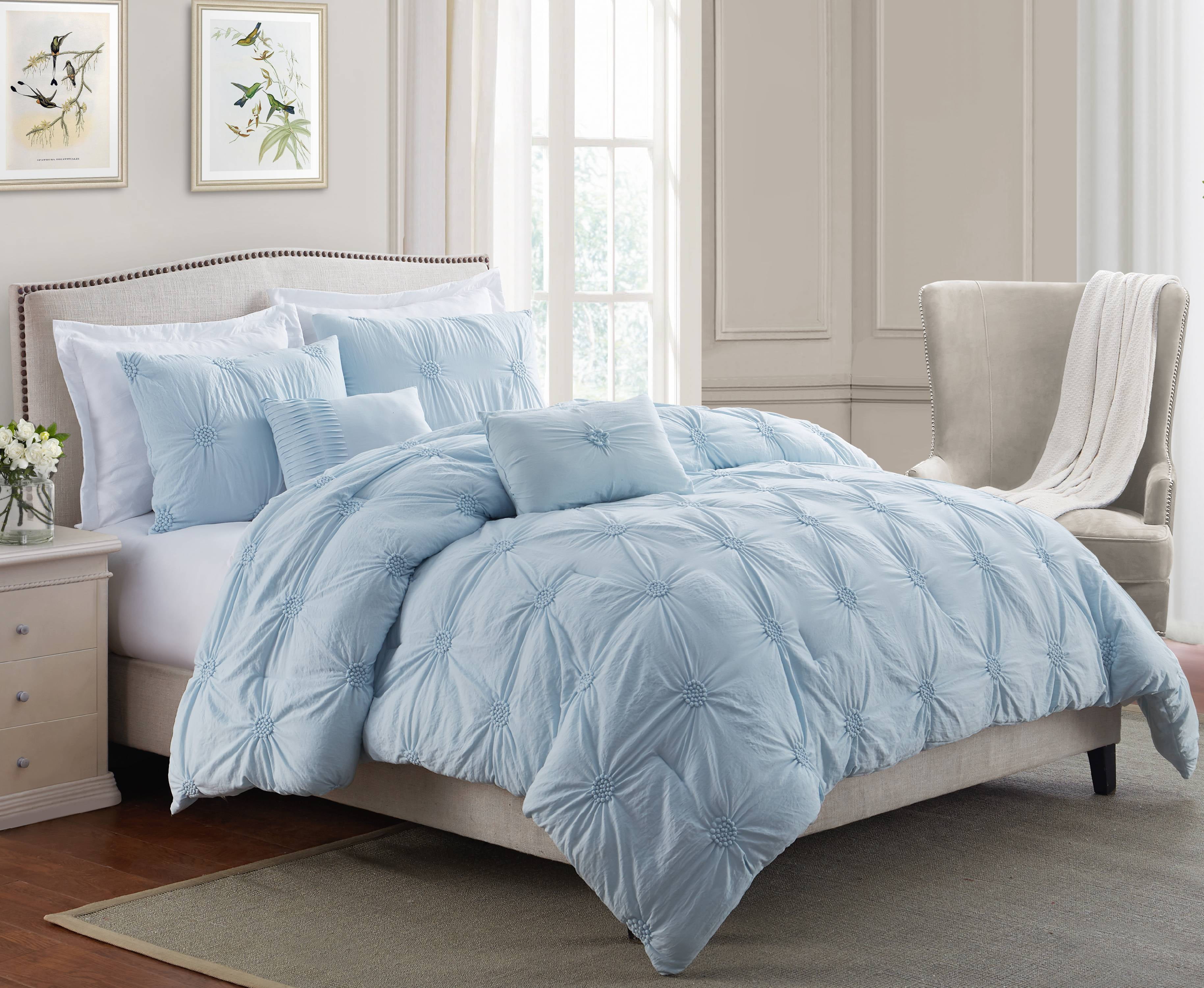 Elegant 3 Piece Floral Pintuck Comforter Set - Walmart.com - Walmart.com