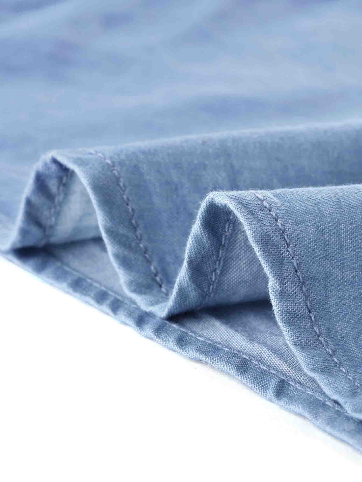 DARING DIVA Women's Plus Chest Pocket Long Sleeve Denim Chambray Shirt 4X Light Blue