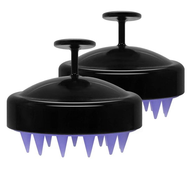 2-Pack Hair Scalp Massager Shampoo Brush, Wet and Dry Hair Scalp Brush with Soft Silicone (Black & Black)