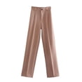 thumbnail image 5 of Spring and Summer New European and American Style Straight High Waist Slim Solid Color Casual Pants-Dark Purple-M, 5 of 7