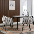 thumbnail image 2 of Pure Ivory Modern Velvet Dining Chairs Set of 2 Hand Weaving Accent Chairs Living Room Chairs Upholstered Side Chair with Black Metal Legs for Dining Room Kitchen Vanity Living Room 04359, 2 of 9