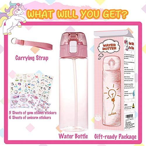 Wettarn 6 Set Decorate Your Own Water Bottle Kits for Girls 44  Sheets Unicorn Stickers and Glitter Gems Stickers Craft for Girls Ages  6-12, Decorate Gifts for Christmas Thanksgiving Birthday 