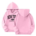 thumbnail image 4 of YDFCWXW Fall Preppy Graphic Hoodie for Girls Casual Long Sleeve Pullover Top with Pocket (Pink, 4-5 Years), 4 of 5