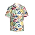 thumbnail image 2 of Balery Cartoon Flowers Print Men's Hawaiian Shirts Short Sleeve Beach Shirt Relaxed Fit Vacation Button Down Shirts-Small, 2 of 9