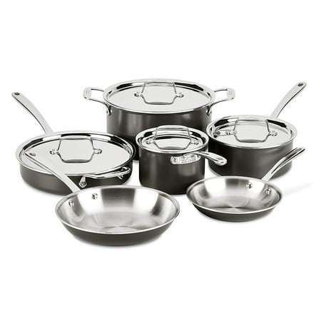 All-clad D5 Stainless Steel 10-piece Cookware Set All-Clad LTD Tr-ply Stainless Steel Hard Anodized Exterior 10-Piece Cookware Set, , Black ()