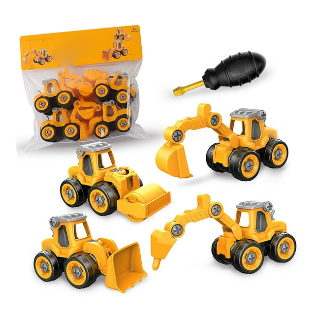 Juego de ingeniería para niños Los juegos de simulación de vehículos de construcción para niños pequeños incluyen rompecabezas de 4 vehículos Juego de autos de juguete ANGGREK Otros