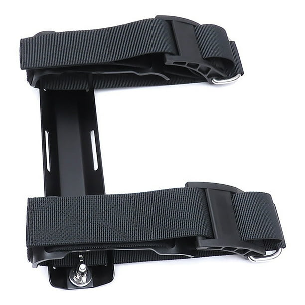 Greeniant Adaptador de tanque único Superficie de glaseado Soporte de placa trasera redondeada Correa de botella de nylon Banda estable Deportes acuáticos Negro
