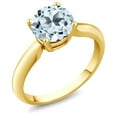 thumbnail image 2 of Gem Stone King 2.50 Ct Round Sky Blue Topaz 18K Yellow Gold Plated Silver Engagement Ring, 2 of 4