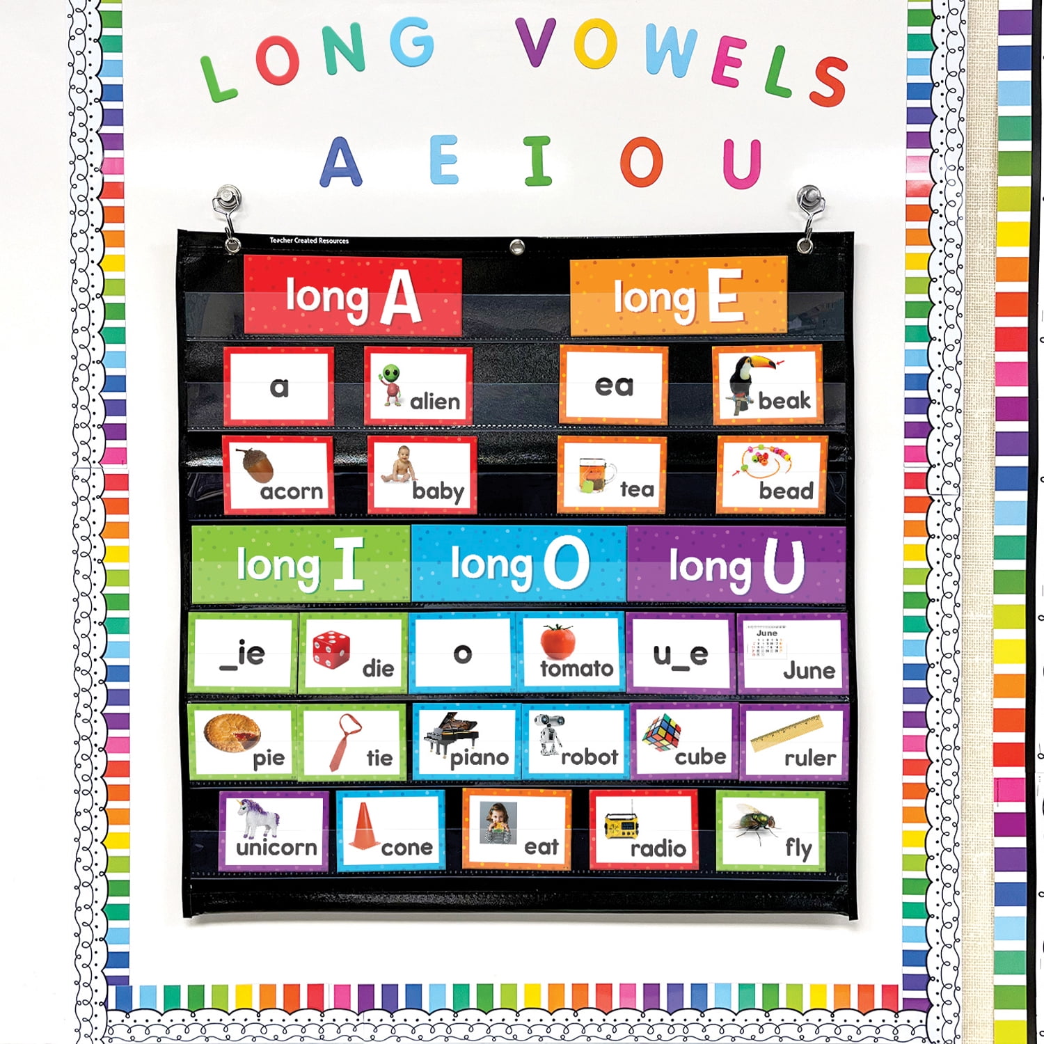 Teacher Created Resources Long Vowels Pocket Chart Cards, 205 Pieces Per Pack, 2 Packs