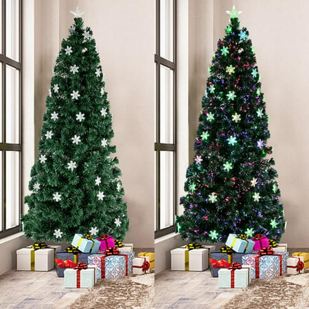 Ktaxon Pre-Lit Artificial 7FT Christmas Pine Tree Optical Fiber with 290 LEDs Colorful