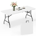 thumbnail image 5 of WASUHE 6ft Portable Folding Table, Outdoor Dining Table Mesas Para Fiestas Portable Folding Square Card Table, Perfect for Party, Dining, Wedding, Events, Picnic, Indoor Outdoor, Camping, White, 5 of 10