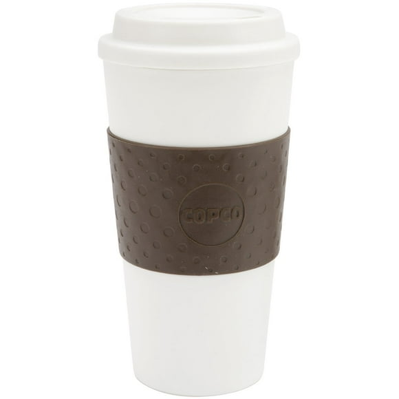 Copco Acadia Travel coffee Mug, Plastic Reusable 16 Oz - Brown / White