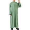 thumbnail image 5 of EnJoCho Boys Musli𝗆 Kaftan Long Sleeve Solid Color Thobe Eid Outfits Stand Collar Prayer Clothes Dishdasha Pocket Islami𝖼 Traditional, 5 of 9