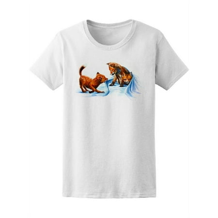 Watercolor Cute Little Fox T-Shirt Women -Image by Shutterstock Female Medium
