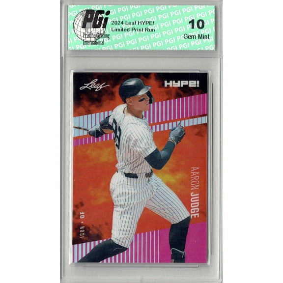 Collectible Aaron Judge Rare Trading Card New York Pro Baseball Trading Card 2024 Leaf HYPE! Metal #HM-19 Pink Only 10 Made PGI 10