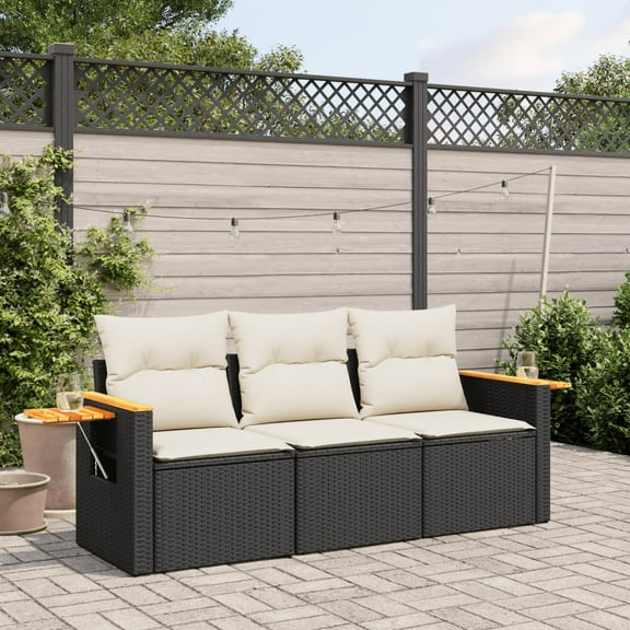 vidaXL Garden Sofa Set Black, Cream White