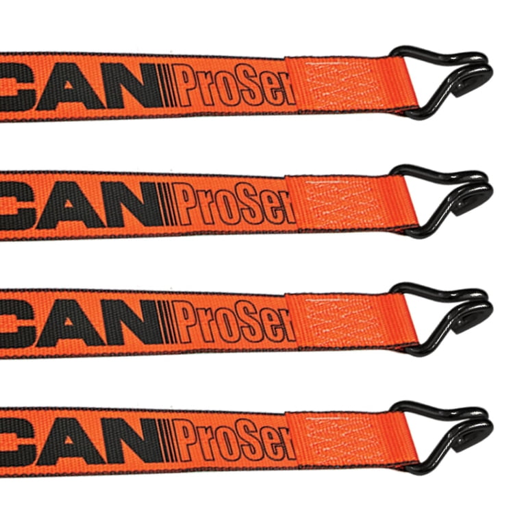 VULCAN Winch Strap With Wire Hook - 4 Inch X 27 Foot - Classic Yellow 5 000 Pound Safe Working Load