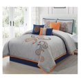 thumbnail image 2 of Naomi 7-Piece Navy Orange Paisley Floral Embroidery Comforter Bedding Set, King, 2 of 4