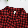 thumbnail image 6 of XinLfly Girls' Suit Check Mesh Ruffle Dress Red and Black White Plaid Long Sleeve with Button One Piece Fluffy Skirt with Belt,Red,5T, 6 of 8