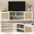thumbnail image 4 of Rattan TV Stand, Entertainment Center for 65 Inch TV Modern TV Console Table White Low TV Stand with Storage, Doors and Shelves, TV Console Media Cabinet Furniture for Living, 4 of 9