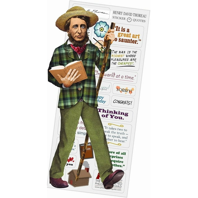 The Unemployed Philosophers Guild Henry David Thoreau Quotable Notable Greeting Card and Sticker Sheet - Envelope Included