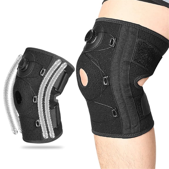 Hinged Knee Brace for Men Women, Adjustable Knob Knee Compression Support Sleeve with Side Stabilizers, Professional Knee Wrap with Patellar Pad