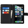 thumbnail image 6 of Wallet Case Compatible with iPhone 11 Pro Case,[9 Card Slots] [Wrist Strap] [Stand Feature] Zipper Cash Pocket Magnetic Leather Cover Shockproof Slim Case for iPhone 11 Pro,5.8 inch Black, 6 of 14