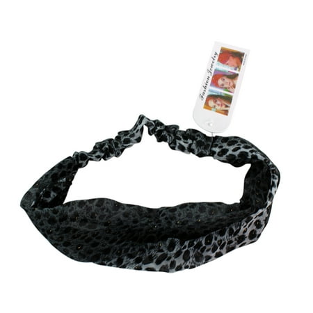 - Grey / Black Leopard Print Faux Leopard / Cheetah Headband