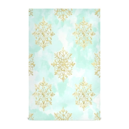 

Multi-Purpose Kitchen Towels 28x18 Inch Dishcloths with Hanging Loop Decorative and Practical Towels for Kitchen Dining Golden Snowflake