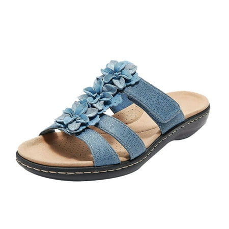 

CLZOUD Women s Sport Sandals Blue Summer Women Cow Leather Slingback Strap Ladies Classic Design Flat Sandals Shoes 40