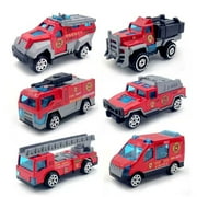 Construction Toys, Little Machines 6pk Truck Toy Set, Includes Dump Truck, Front Loader, Bulldozer, Backhoe, and Excavator Vehicles with Moving Parts, Cake Toppers Ages 2+