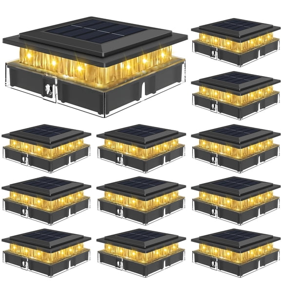 kolpop 4x4 Solar Post Cap Lights,Warm White Bright Outdoor Fence Post Solar Lights,IP65 Waterproof Desk Post Solar Light for Patio Garden Porch Fence Deck Wood