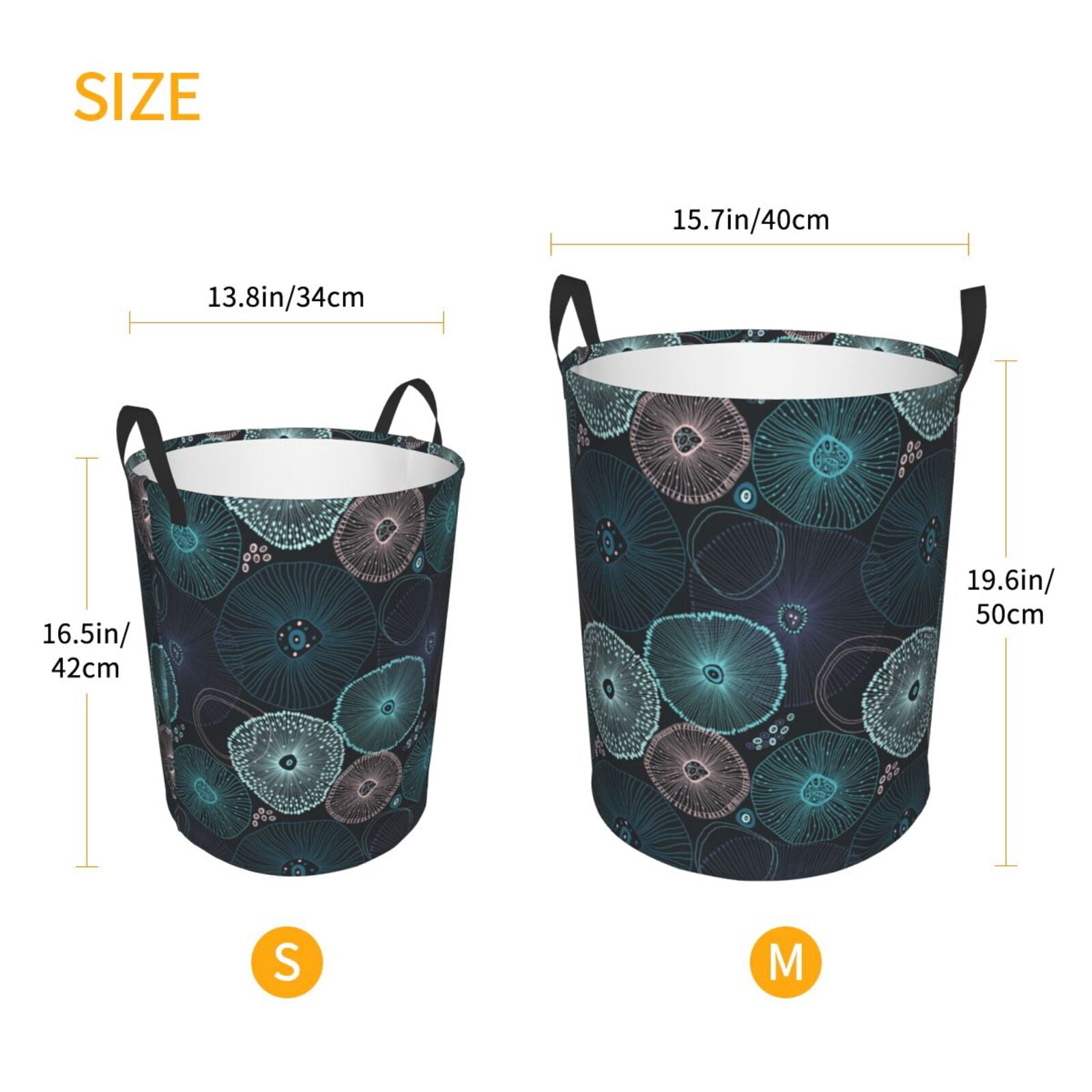 Large Laundry Basket with Handles - Jellyfish Pattern No.9028 Kids Baby Dirty Clothes Laundry Hamper for Bedroom Aesthetic